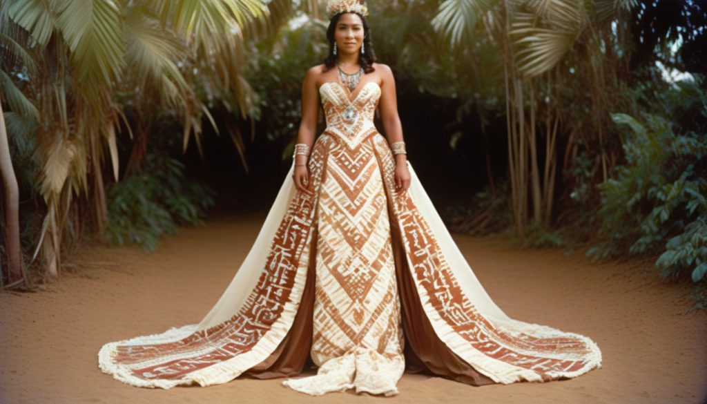 Royal Samoan Inspired Wedding Dress Design Collection - SDD#07- Column style silhouette